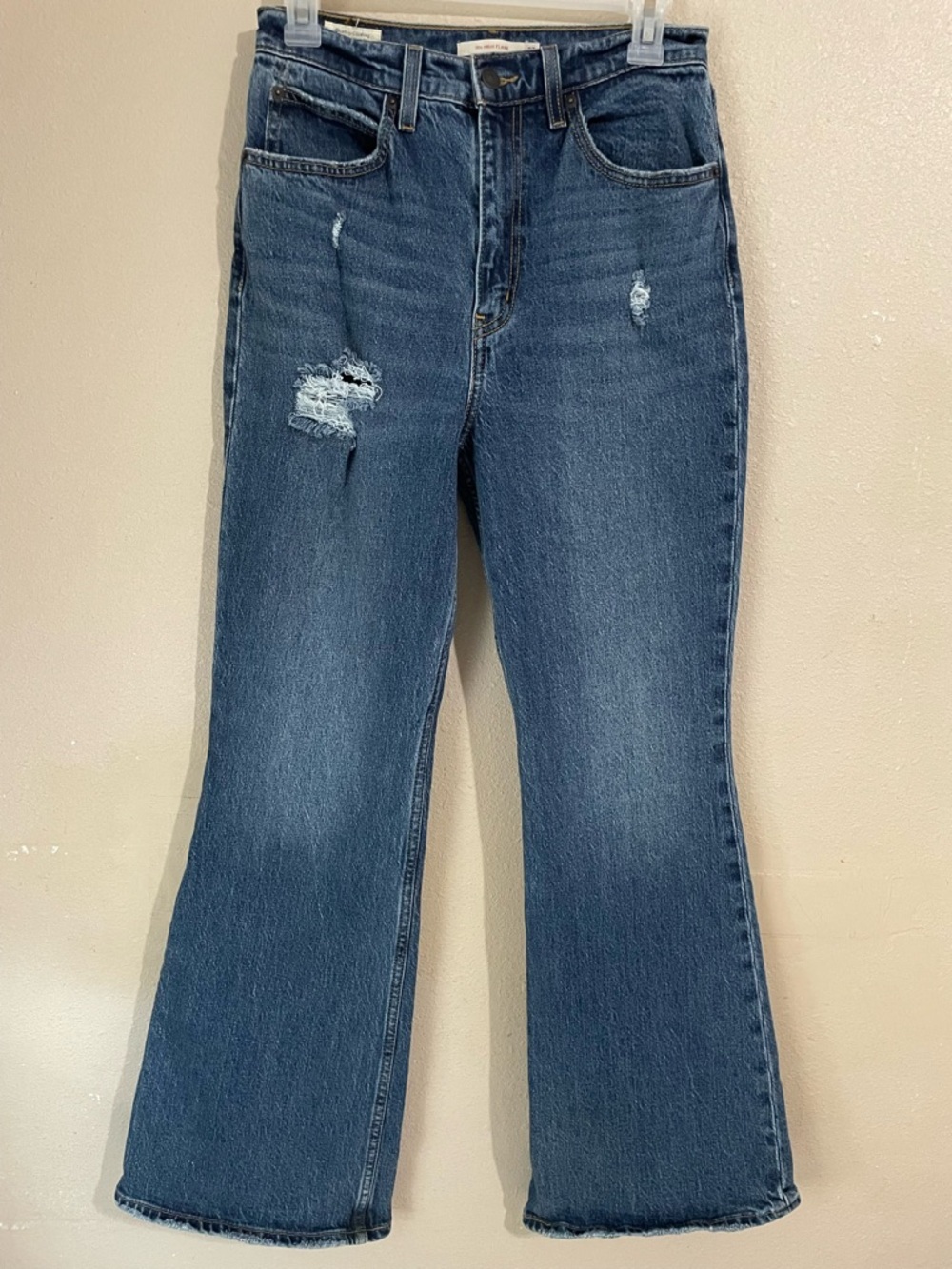 Levi’s 70s High Flare Jeans Women’s Size 27 Distressed Medium Wash Retro Denim